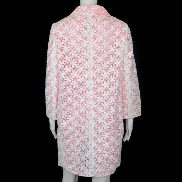 Kate Spade Embroidered Daisy Franny Coat White Pink - Picture 4 of 12